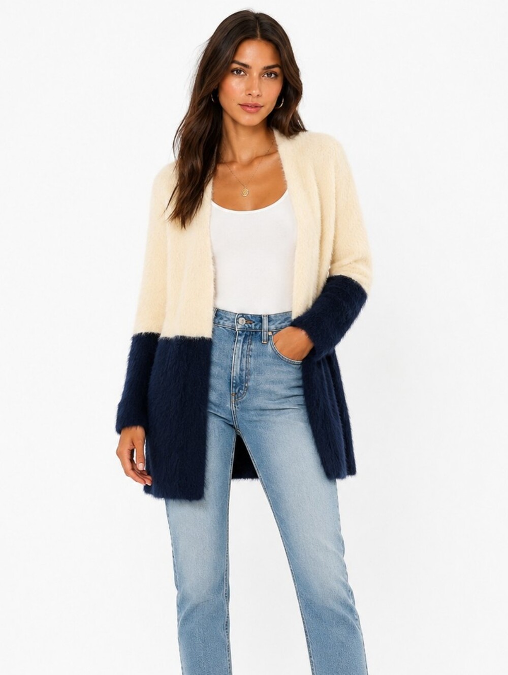 For Love And Lemons Knits Fuzzy Color Block Cardigan Size S